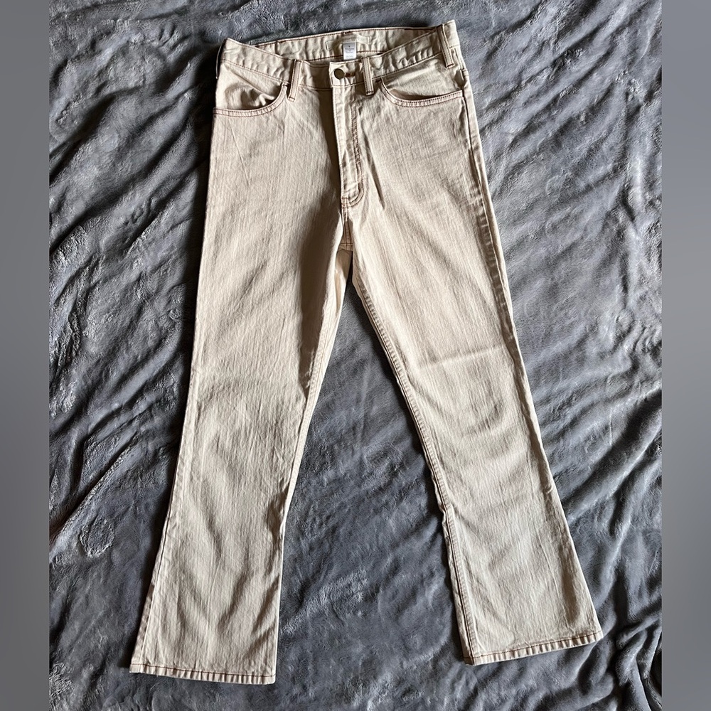 Creatures of Comfort ivory cream denim flare boot cut jeans